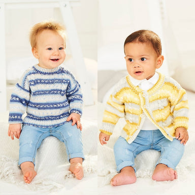 Stylecraft Pattern 9844 Cardigan and Sweater in Bambino Prints